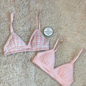 New - Penti Girls Pink and Plaid Cotton 'My First Bra' Set of 2